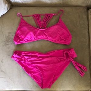 Becca Virtue Swim Bikini Fuchsia Pink Size M, L